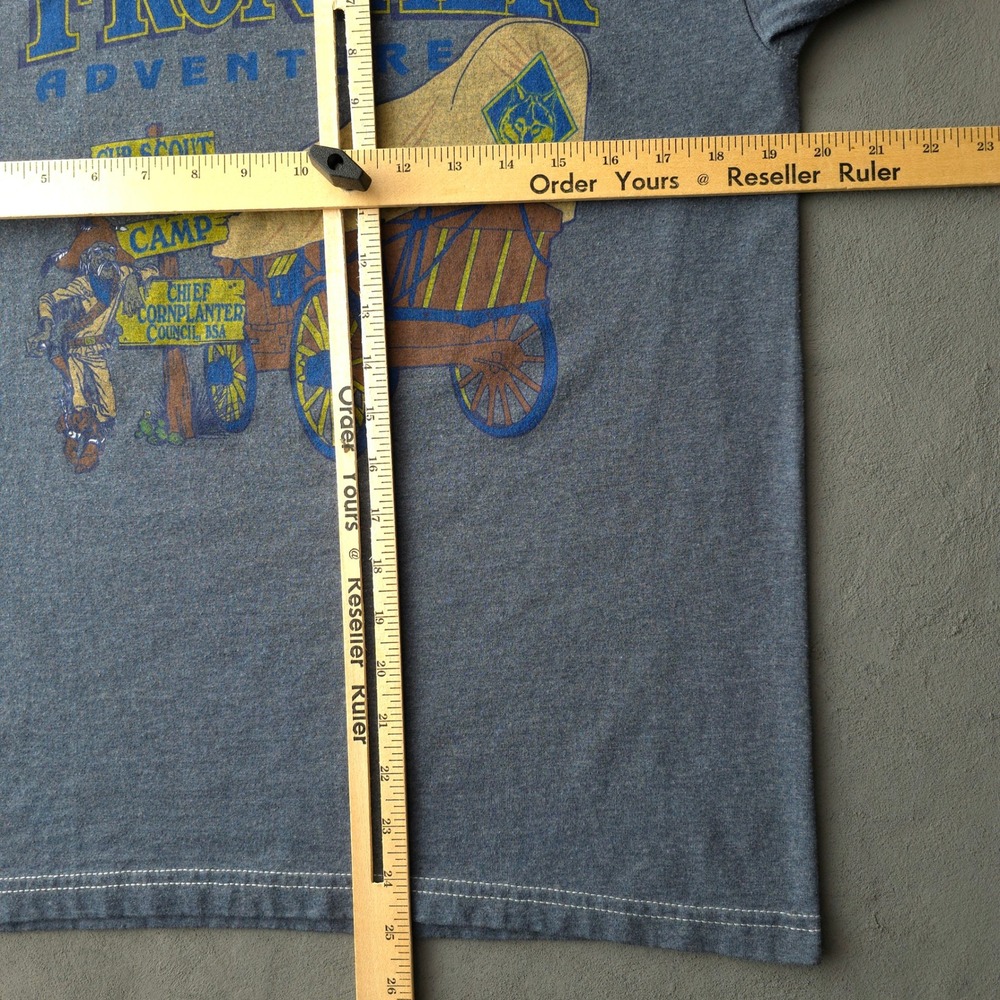 Vintage 2000s Jerzees Blue Frontier Adventure T-shirt Medium Cub Scout Day Camp - Picture 4 of 6